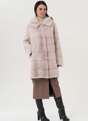 Шуба из норки с капюшоном 