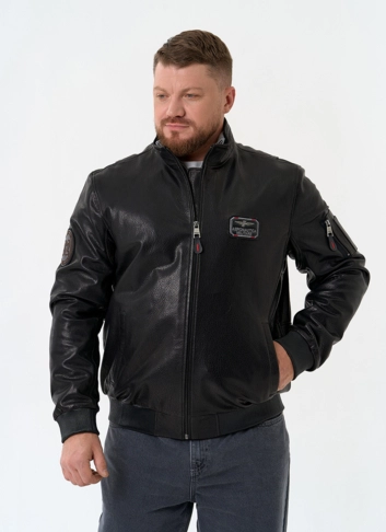 Мужская куртка бомбер из натуральной кожи