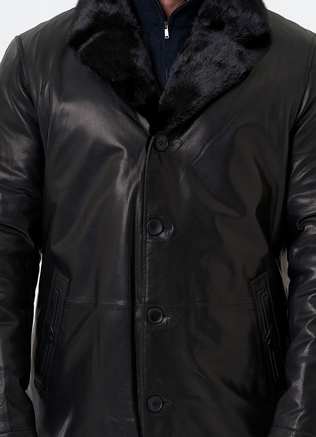 Мужская дубленка с английским воротником модель № 31779 универмаг малина