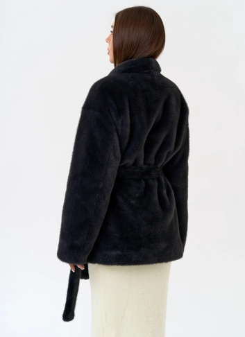Женская шуба из эко меха с воротником шаль