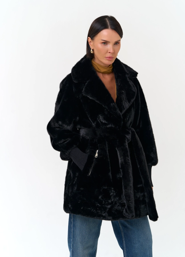 Женское пальто из эко меха модель № 33872 универмаг малина