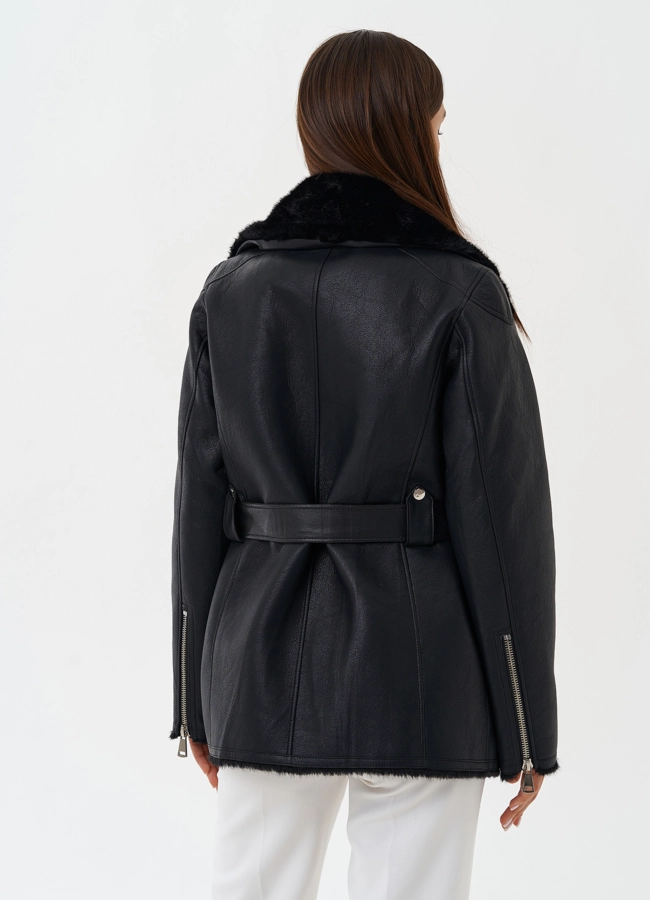 Эко дубленка с английским воротником модель № 27758 универмаг малина