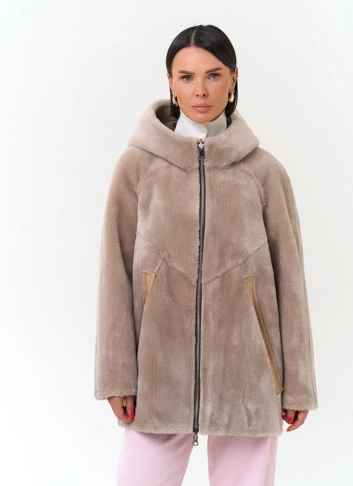 Женская дубленка из эко замши